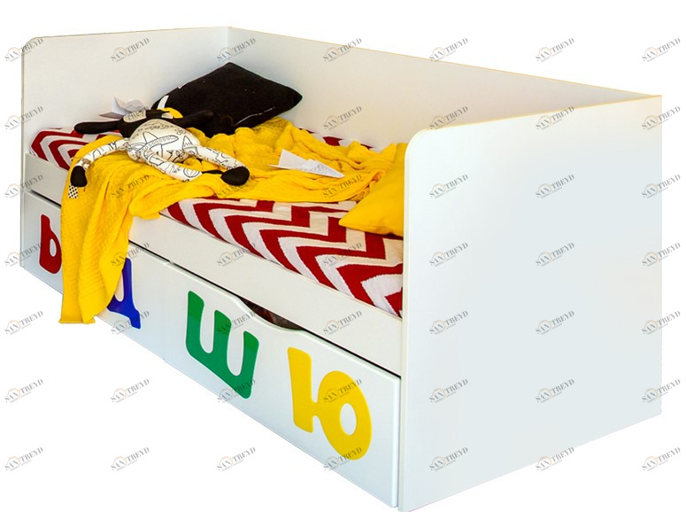 Детский диван-кровать с 2 ящиками "Абвгдейка" МАНДАРИН АБВГДЕЙКА 178607 Белый Santreyd 