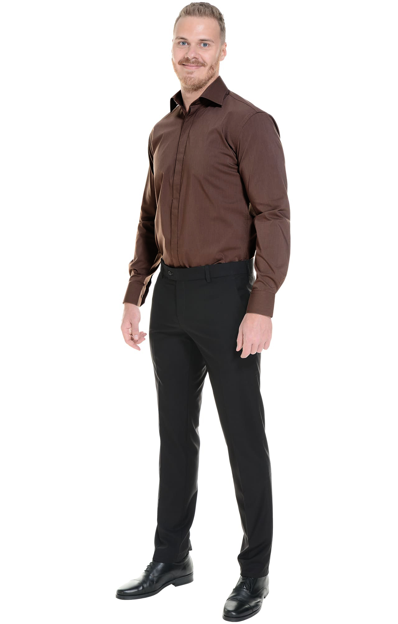 62448 Рубашка мужская  chocolate El-Risto  Корпоративная одежда  размер 39/170-176  - Вид №4