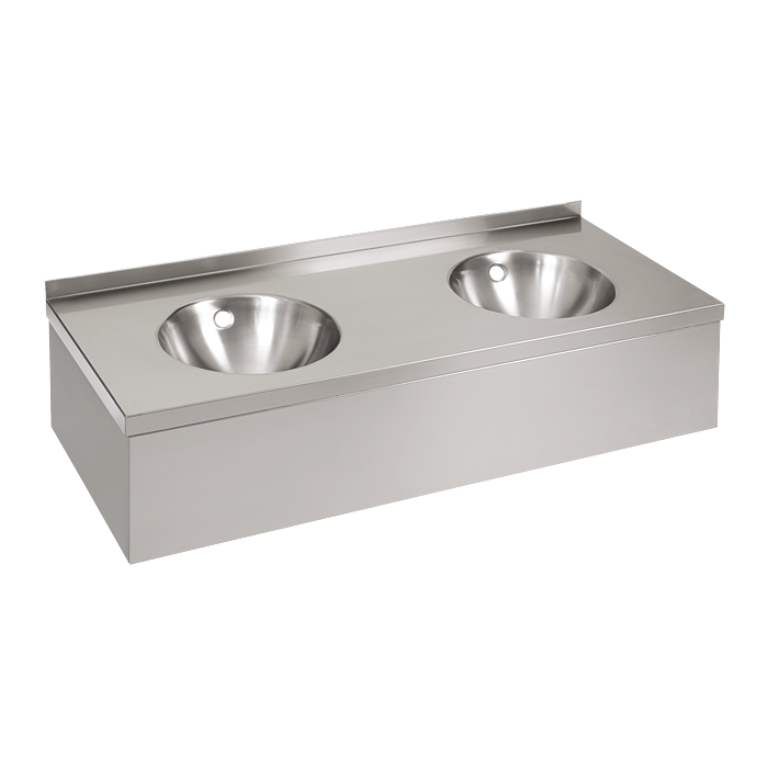 93197 Нержавеющий подвесной умывальник с 2 чашами с облицовкой SANELA 