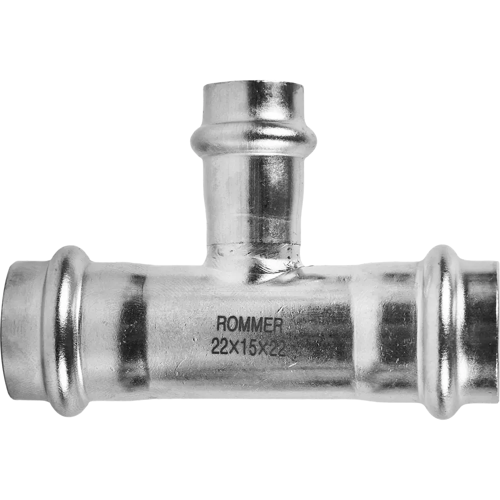 Тройник переходной Rommer 22x15x22 мм ВПр нержавеющая сталь STLM-2082329 - Вид №2