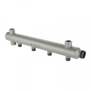 VTc.510.BS.060407 Коллектор из стали с межосевым расстоянием выходов 100 мм Valtec 1", 7 x 1/2"