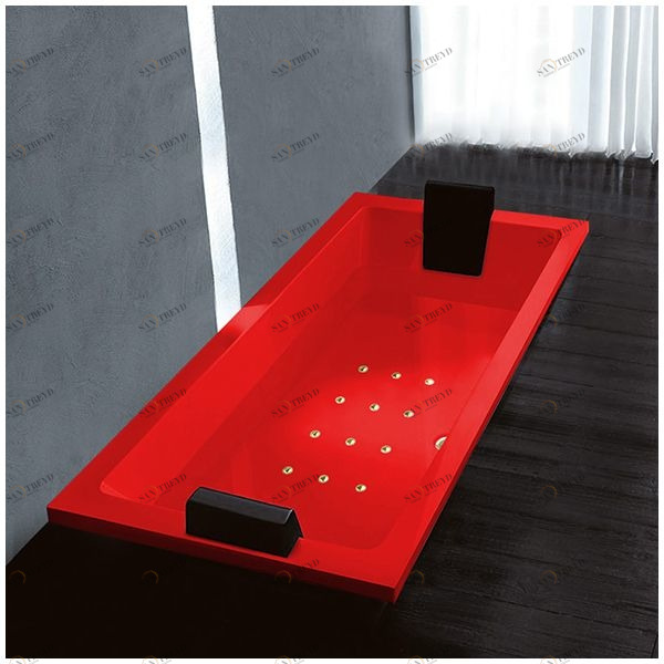 Ванна Gruppo treesse Quadra 180 V078C-DX-KZ красная с золотой фурнитурой и аэромассажем прямоугольная встроенная правая STAV078CDXKZ