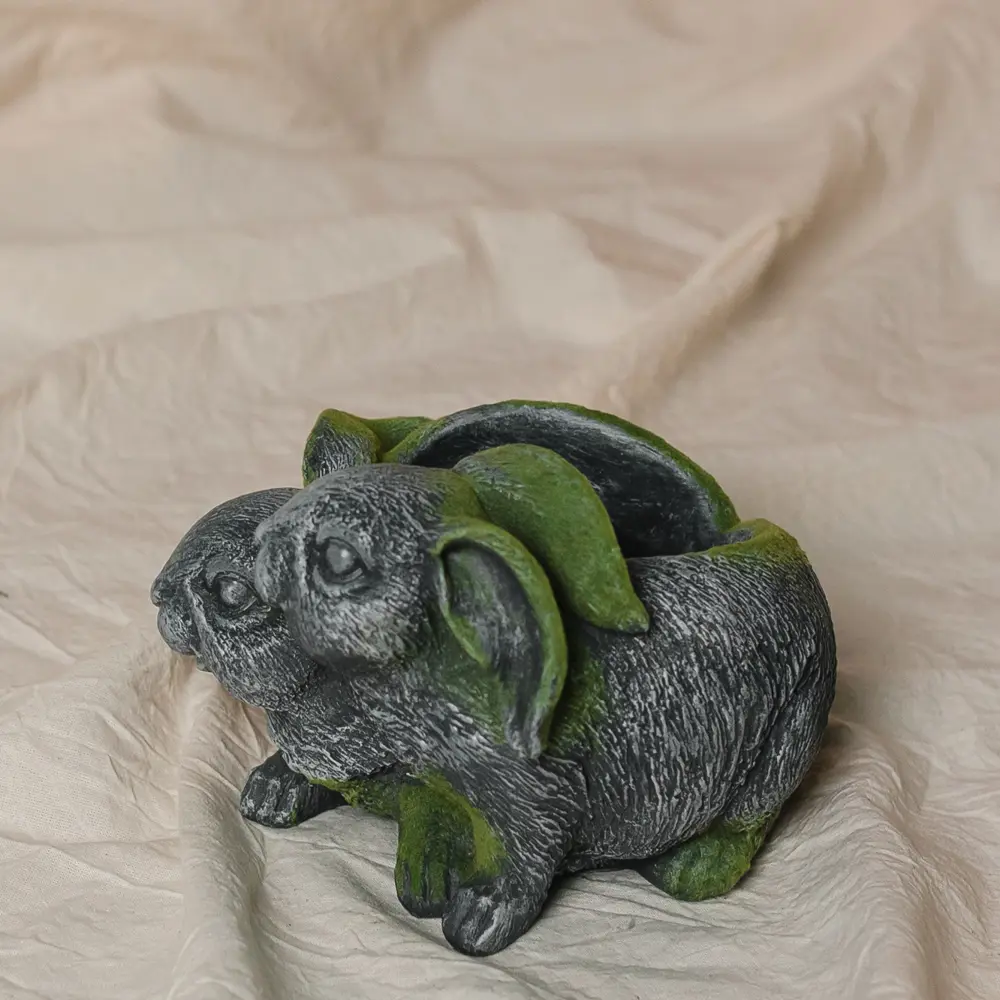 Ваза для цветов Зайчики гипс серый бетон Santreyd STLM-2151106 - Вид №5