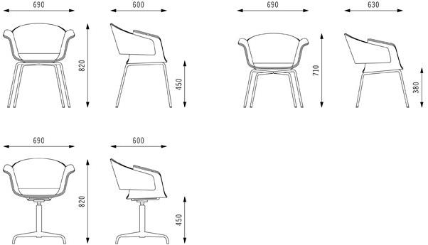 BENE Деревянный стул с подлокотниками для залов ожидания sun-id-1349233 - Вид №1