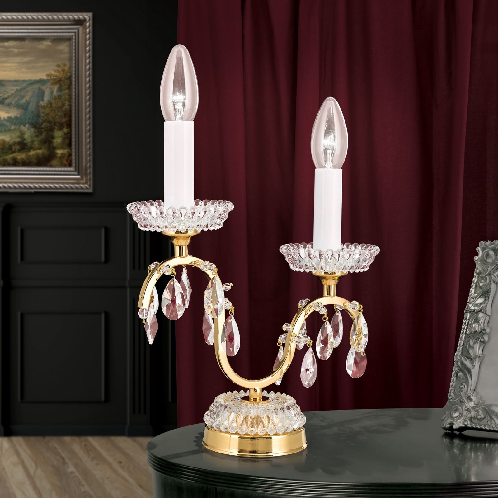 Латунная настольная лампа с кристаллами Orion Hirohito ARCH-00123944