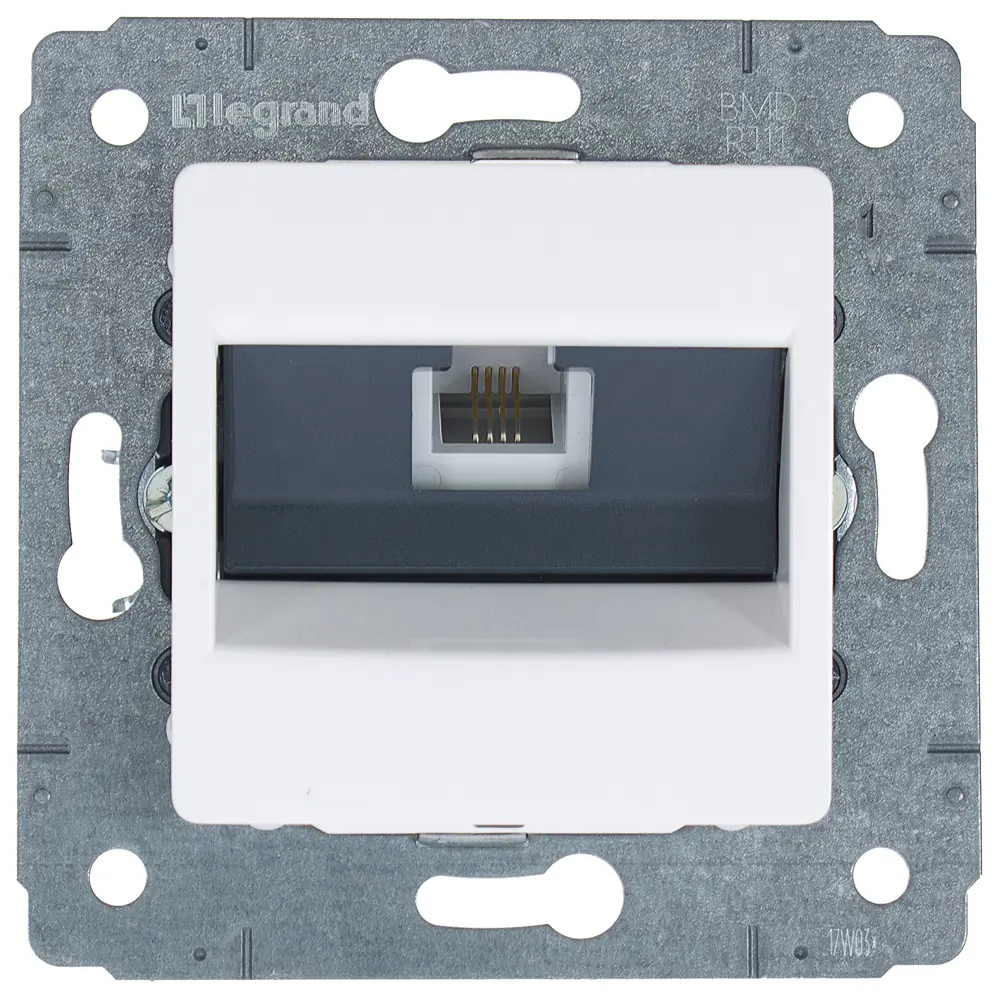 Телефонная розетка встраиваемая Legrand Cariva RJ11, цвет белый STLM-2151617