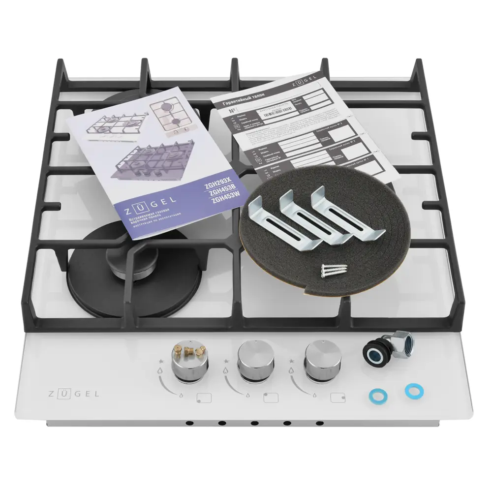 Газовая варочная панель Zugel ZGH453W 45 см 3 конфорки цвет белый STLM-2000376 - Вид №5