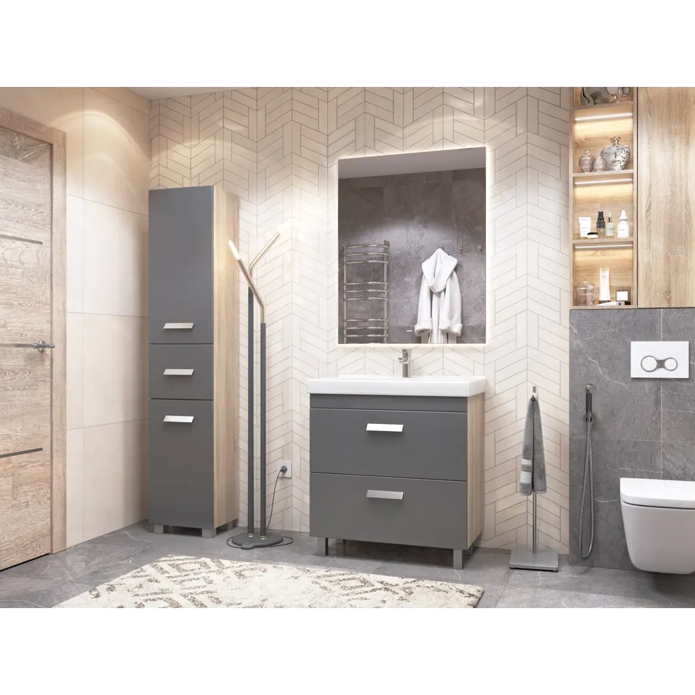 Тумба в ванную Vigo Hilton 80x80 см ДСП цвет графит STLM-2073432 - Вид №7