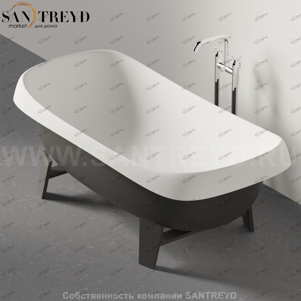 Ванна свободностоящая PEAR CUT графитовая на графитовом каркасе Agape AVAS0922ZGG