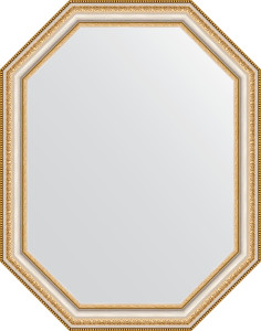 BY 7050 Зеркало в багетной раме - золотые бусы на серебре 60 mm EVOFORM Octagon