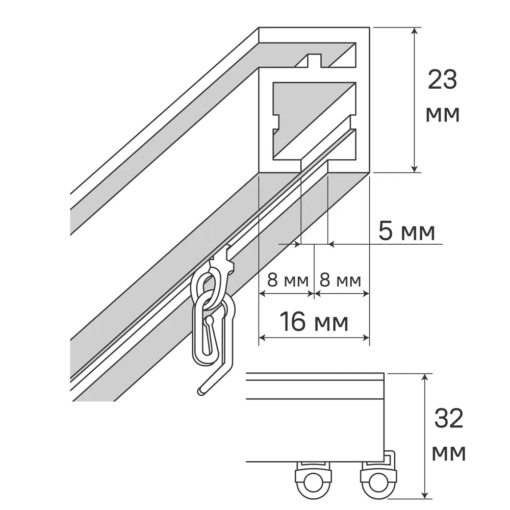 Шинный карниз в наборе однорядный KREAFORTA Pro 400 см алюминий STLM-2206972 - Вид №5