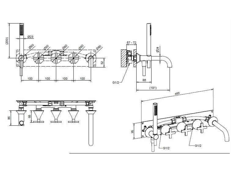 Набор для ванной из хромированной латуни Bugnatese Orion ARCH-00082431 - Вид №2
