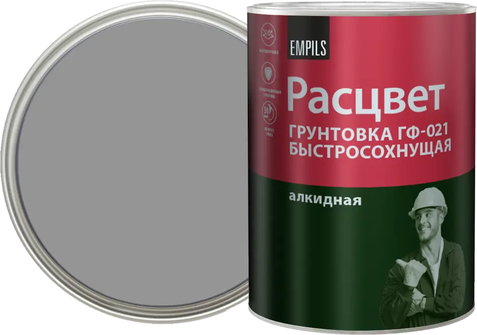 Грунтовка Расцвет ГФ-021 серая 1 кг для металла и дерева 82560092