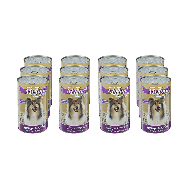 ПР0035371*12 Корм для собак Мой Лорд Классик кусочки в соусе, Кролик, сердце конс. 1230г (упаковка - 12 шт) Dr. ALDER`s 