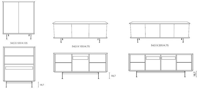 Ozzio Italia Буфет из лакированной древесины с распашными дверцами Brera X302 - Вид №8