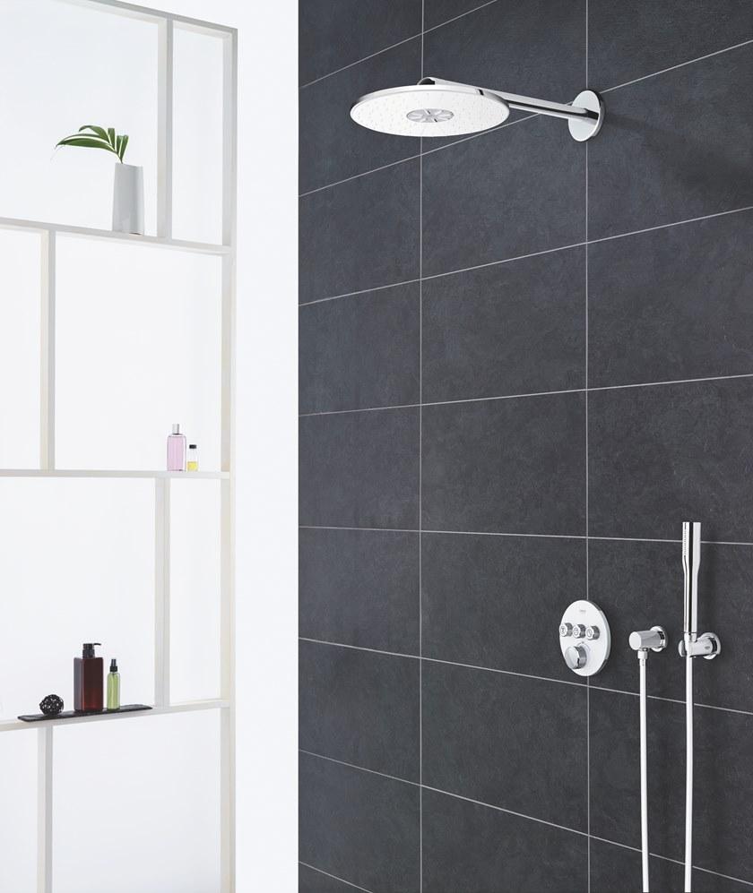 Верхний душ GROHE Rainshower 310 SmartActive с душевым кронштейном 430 мм, 2 режима струи, белая луна (26475LS0) - Вид №13