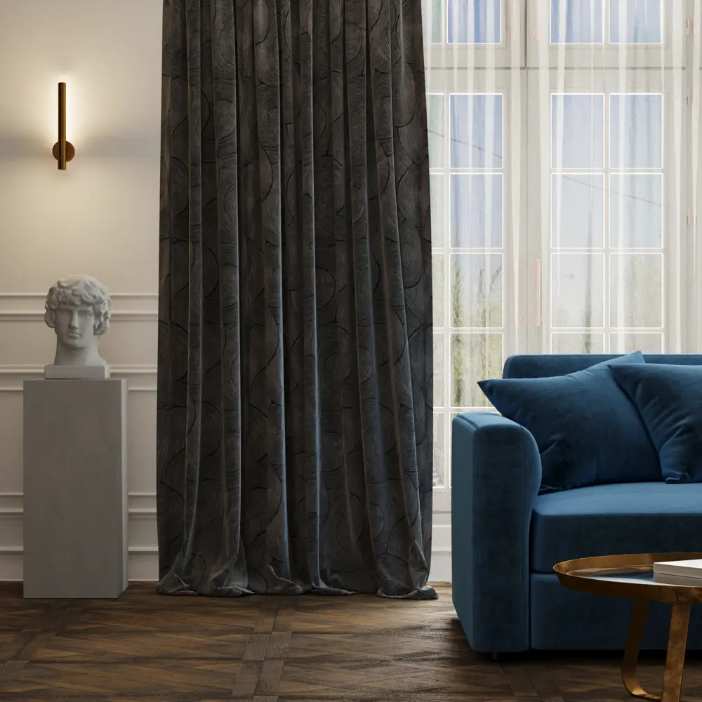 Штора на ленте Inspire Tolewa 200x280 см цвет черно-золотой 83561980 STLM-2108976 