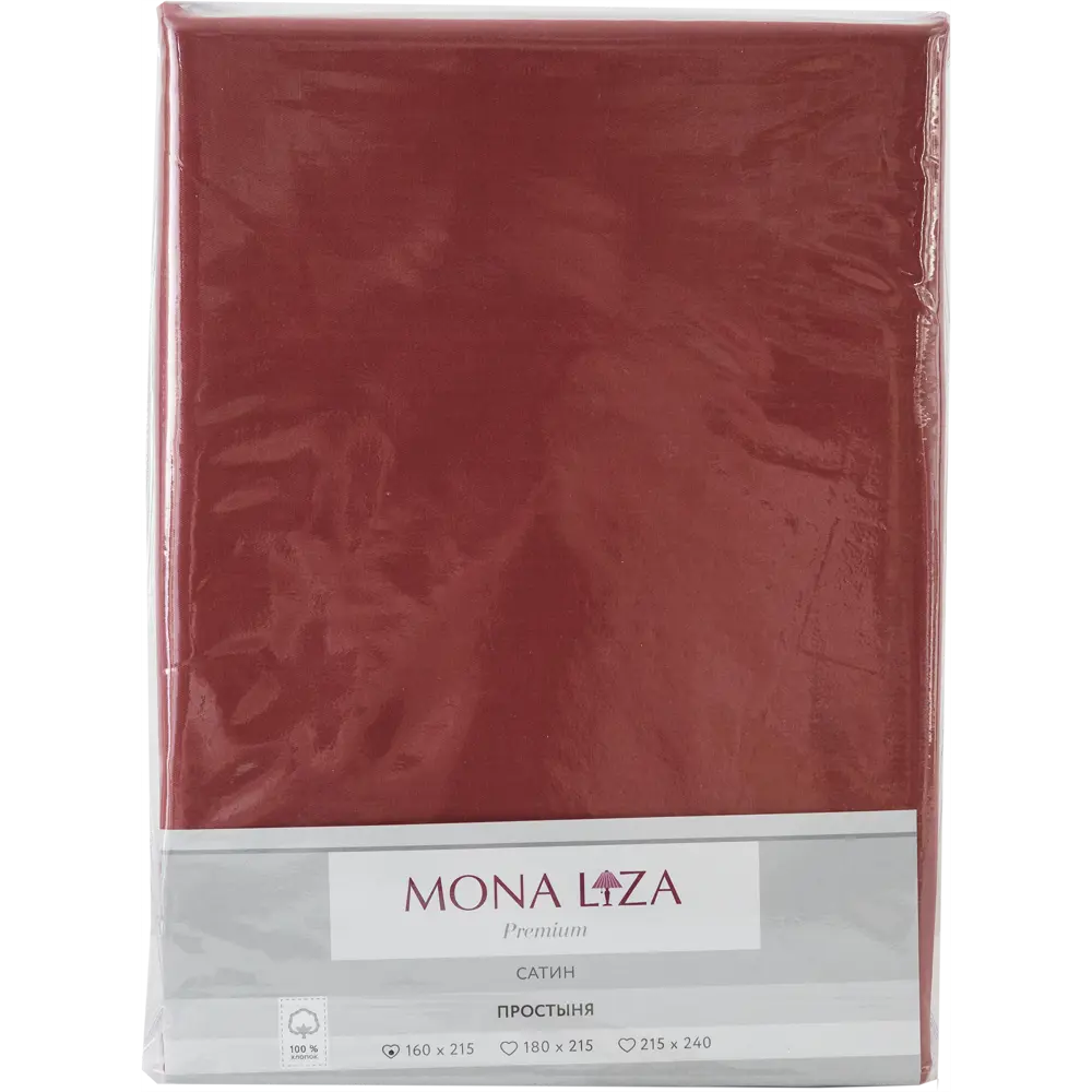 Простыня полутороспальная Mona Liza Premium, 215x160 см, сатин, цвет кирпичный Santreyd STLM-2157059 - Вид №2