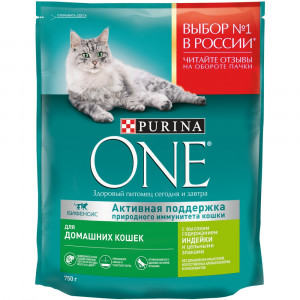 ПР0059658 Корм для кошек для домашних, кошка, индейка, цельные злаки сух. 750г ONE