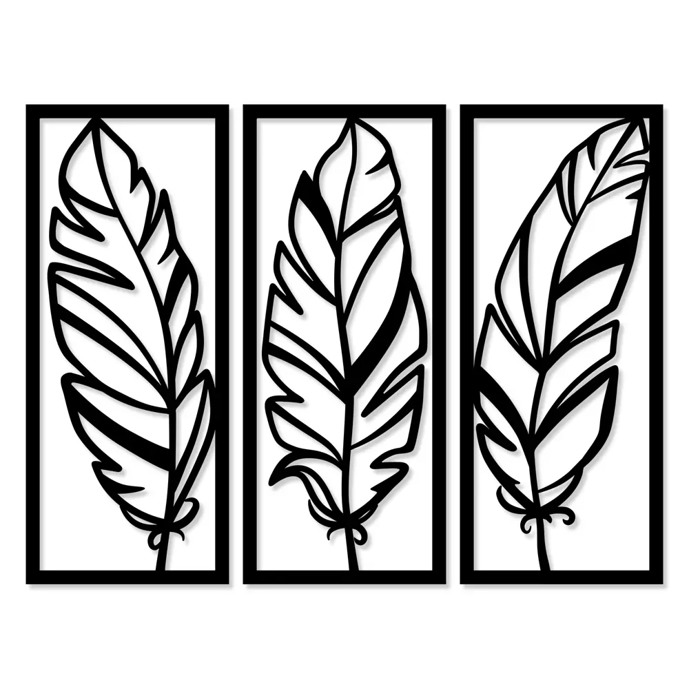 Панно декоративное Перья МДФ 25x59 см черное Santreyd STLM-2175746