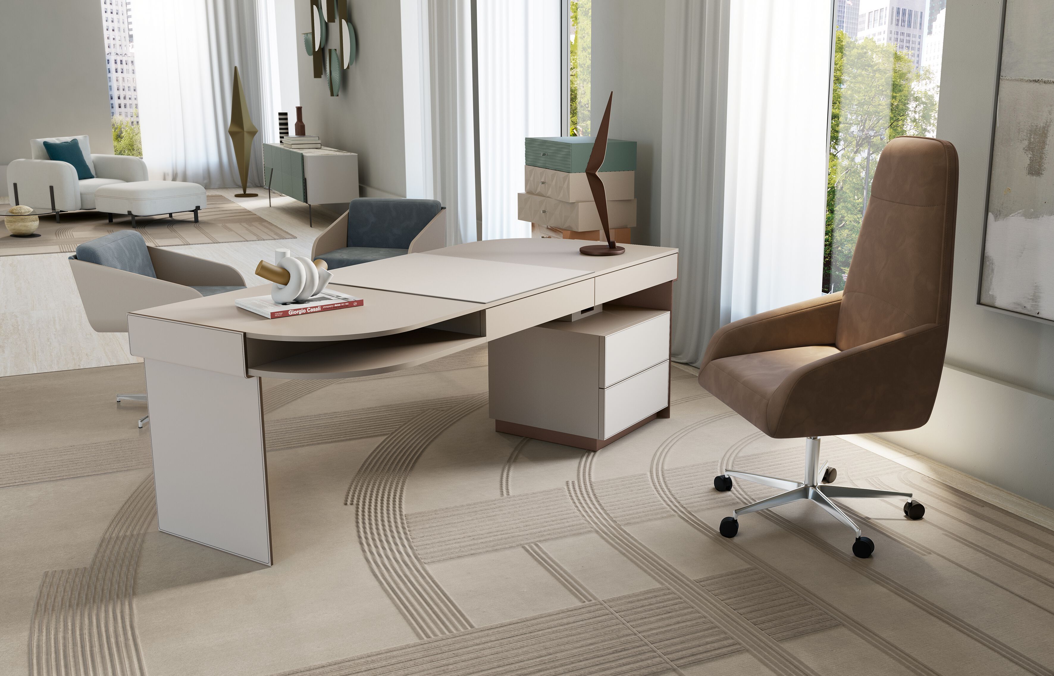 Кожаный стол с ящиками Bizzotto Italia ARCH-00048104 - Вид №3