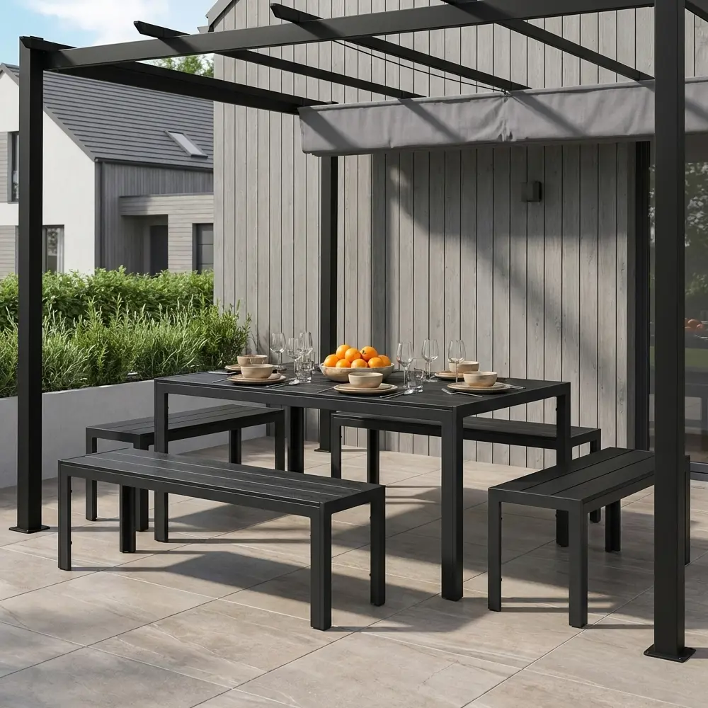 Скамья садовая BEGINIA Lyra 132x29.5x43 см алюминий серый STLM-2170170 - Вид №11