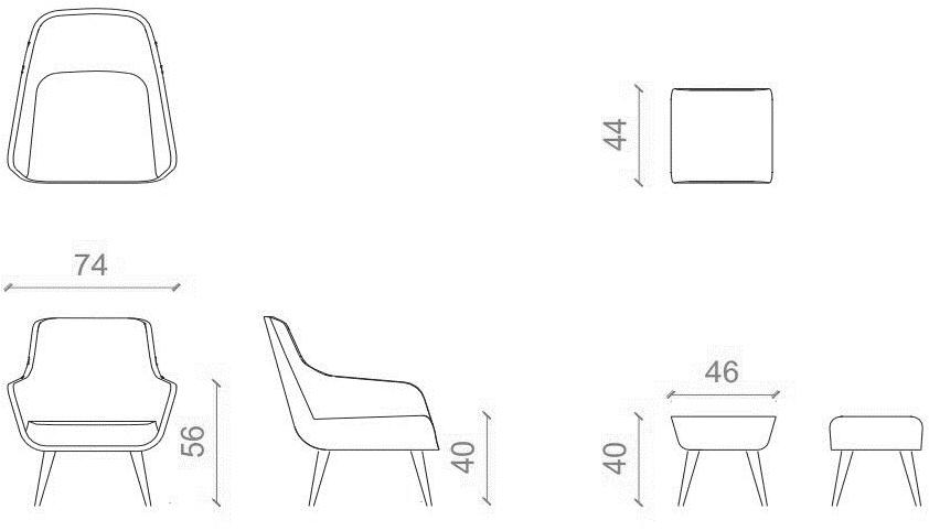 B&T Design Кресло на козелке из ткани с подголовником Lamy sun-id-1471683 - Вид №4