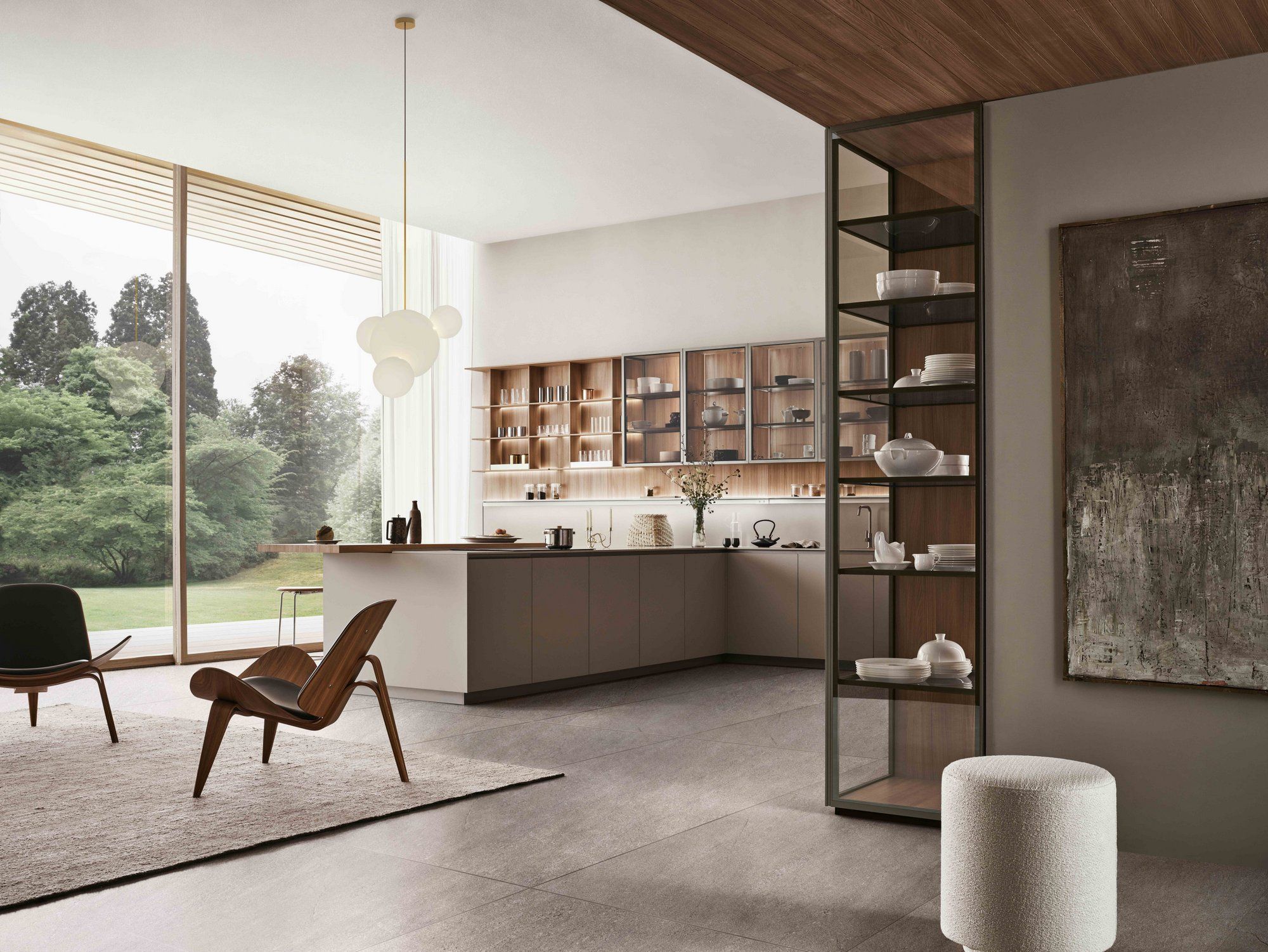 Кухня без ручек на заказ с полуостровом ERNESTOMEDA знак ARCH-00069072 - Вид №14