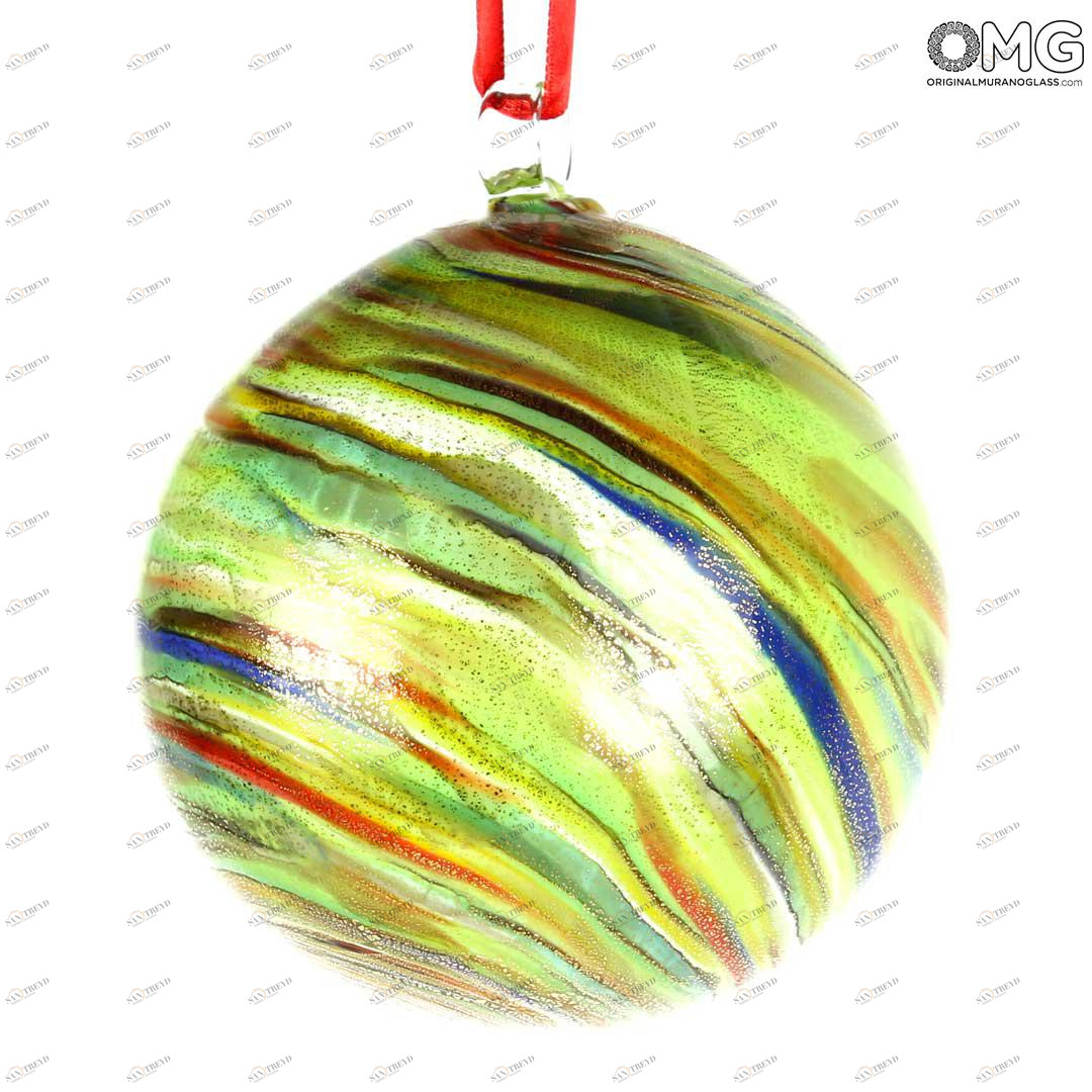 1956 ORIGINALMURANOGLASS Зелёный Ёлочный шар Twisted Fantasy - муранское стекло OMG  см 