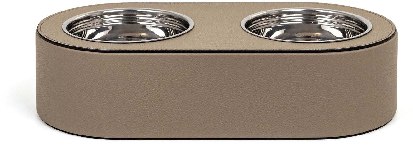 Миска для домашних животных - 30X15XH7 см / зернистая кожа_coffee