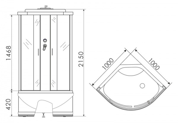 Душевая кабина Erlit Comfort ER3510TP-C3 (1000х1000х2150) ER3510TP-C3 131597 - Вид №1
