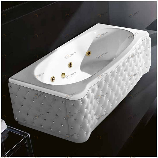Ванна Gruppo treesse New Classic Young STD-V6747-DX-KBS-GD белая с золотой фурнитурой и гидромассажем прямоугольная правая белая кожа кристаллы сваровски STDV6747DXKBSGD