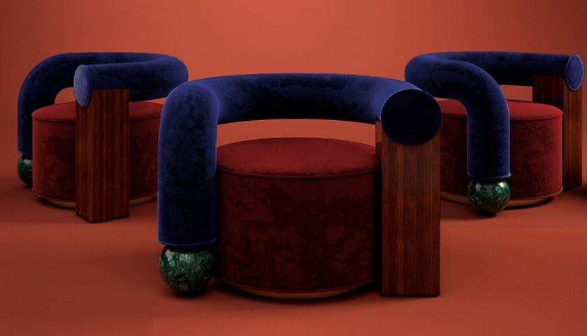 Malabar Кресло из бархата, дерева и мрамора sun-id-1470185 - Вид №3