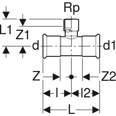 GEBERIT 61366 Тройник Geberit Mapress из меди, с внутренней резьбой  - Вид №2