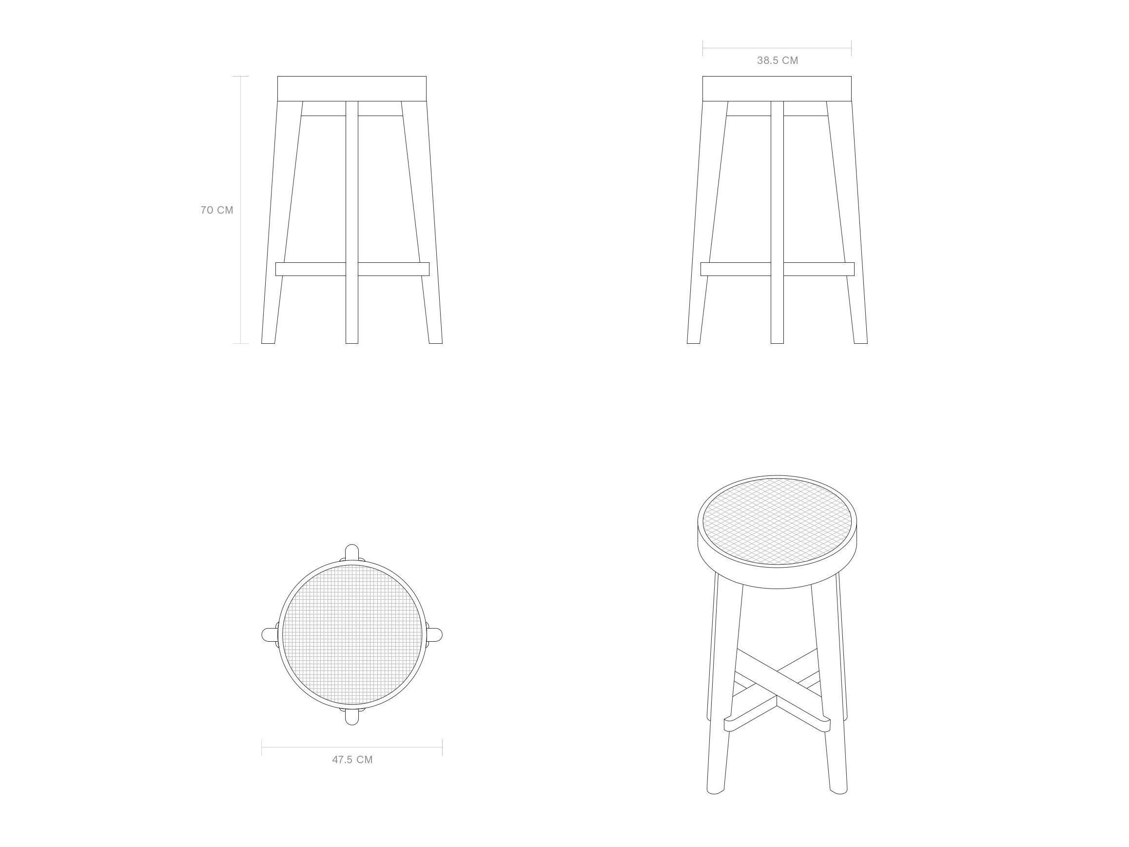 Высокий стул из тикового дерева с подставкой для ног Phantom Hands HIGH STOOL WITH CANE SEAT ARCH-00031194 - Вид №8