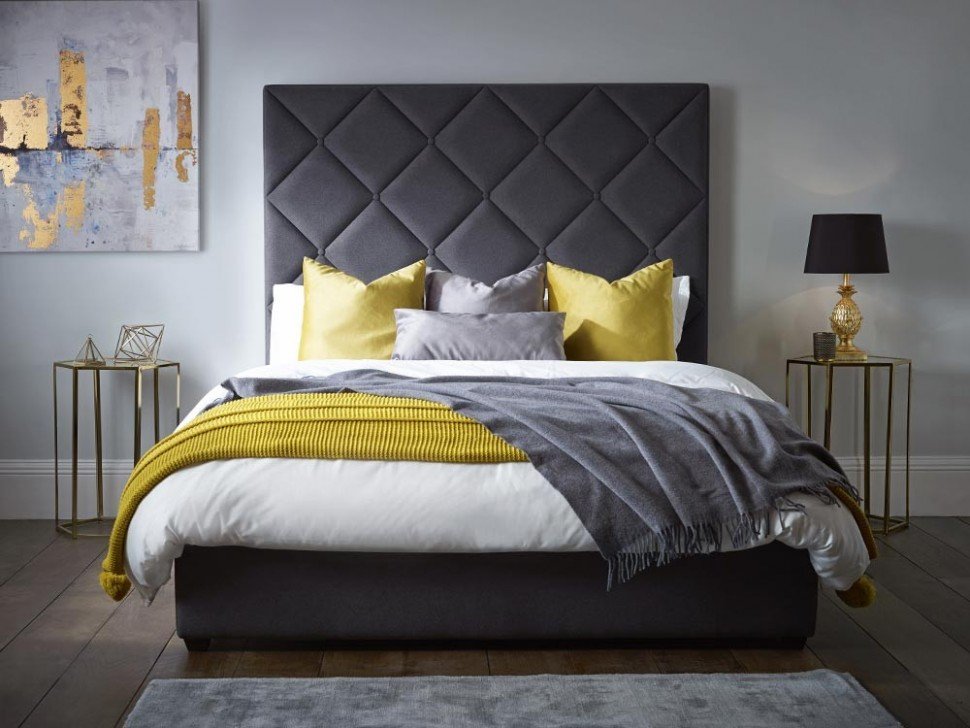 Кровать полутораспальная 140х200 темно-серая Brill ICON DESIGNE ДИЗАЙНЕРСКИЕ 177944 Серый  - Вид №1