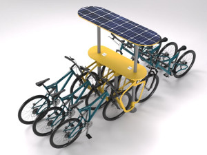 Стойка для велосипедов с фотоэлектрической панелью и зарядной панелью wi-fi