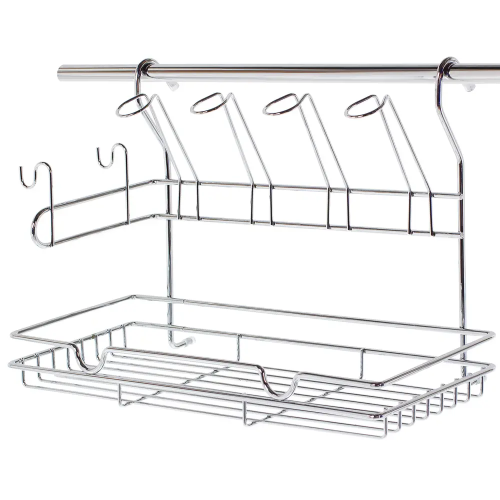 Держатель для бокалов с полкой Delinia цвет хром STLM-2126568
