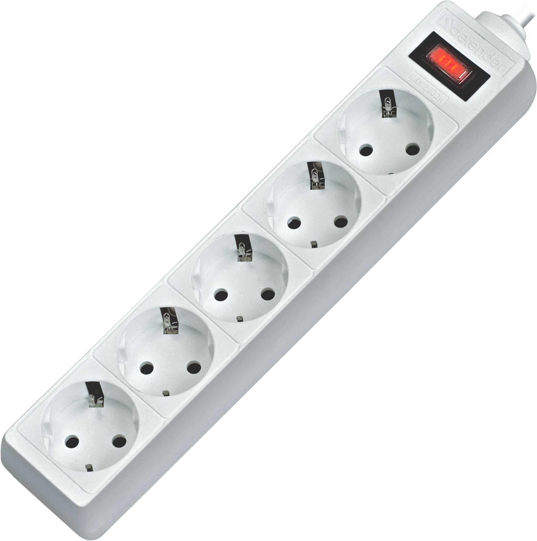 99483 Surge protector es 5 5m, white, 5 outlets Defender Santreyd 