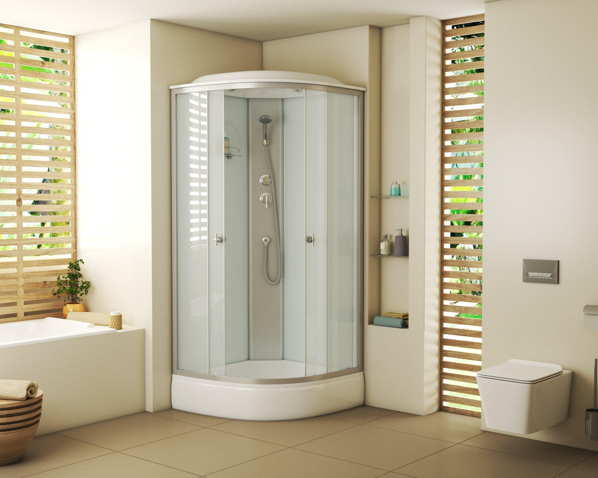 Душевая кабина NG- 3304-14 (900х900х2150) низкий поддон(26см) стекло МАТОВОЕ Niagara ECO