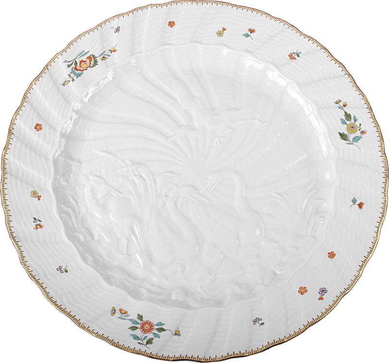 83674 Meissen Блюдо круглое 31,5см "Лебединый сервиз" (индийские цветы) Фарфор 