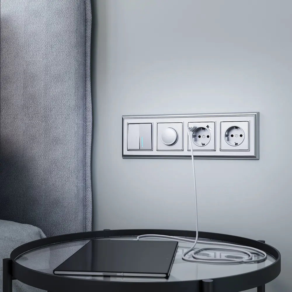 Рамка для розеток и выключателей Werkel Palacio 4 поста цвет белый хром STLM-2106213 - Вид №1