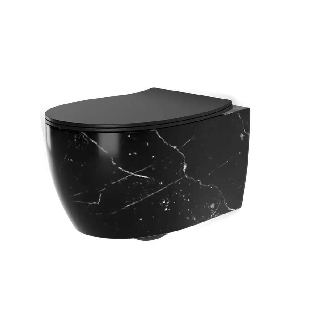 Подвесной унитаз Nova безободковый черный мрамор Santreyd STLM-2100339