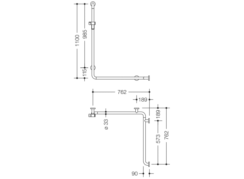 805.35.210R Поручень для душа с держателем для душа, правостороннее исполнение HEWI Greifen  - Вид №1