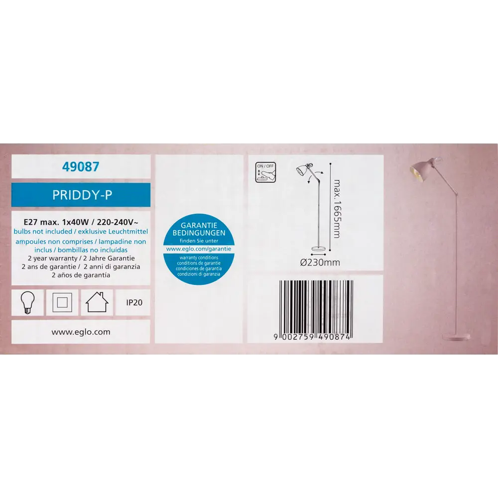 Торшер Eglo «Priddy-P» 1хЕ27х60 Вт цвет абрикосовый STLM-2135801 - Вид №4
