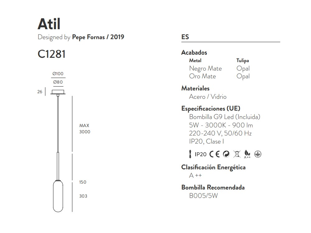 085265 Подвесной светильник латунь Aromas del Campo Atil 