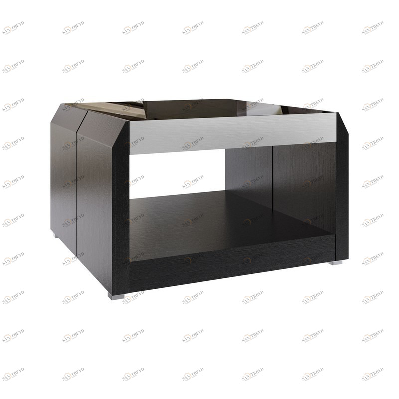 Журнальный столик черный со стеклянным топом и полкой Techno Dark PUSHA PUSHA 062881 Черный 