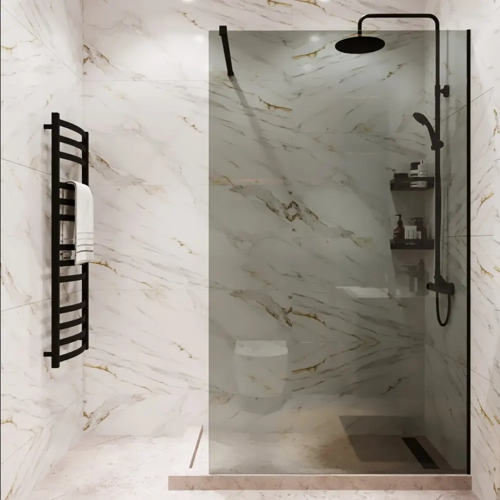 Душевая перегородка Mebelvann 100x200 см с черным профилем и тонированным стеклом 89372137 STLM-1371244