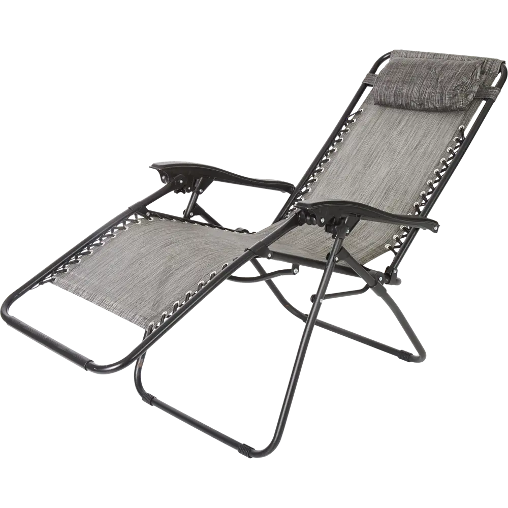 Шезлонг складной GreenGard Бриз 100x63x97 см сталь/ткань черный/серый STLM-2031059 - Вид №1