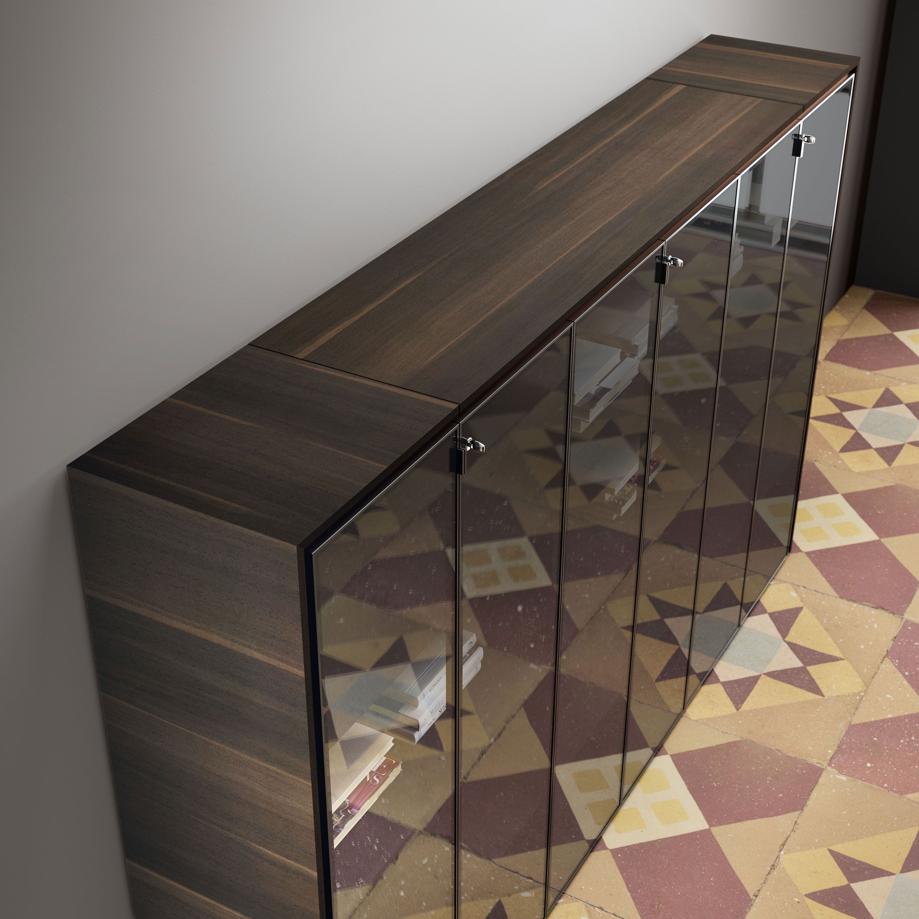 Деревянный и стеклянный офисный шкаф с распашными дверями About Office Bold58 ARCH-00034952 - Вид №2